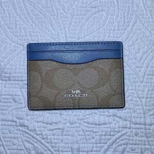 Coach Blue and Beige Card Holder